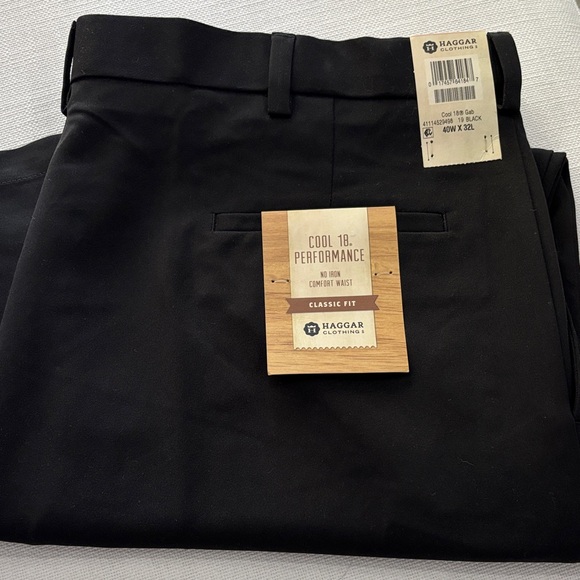 Haggar Men's Black Performance Dress Pants - Picture 1 of 3